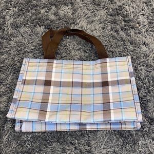 Thirty One brown/blue checkered tote